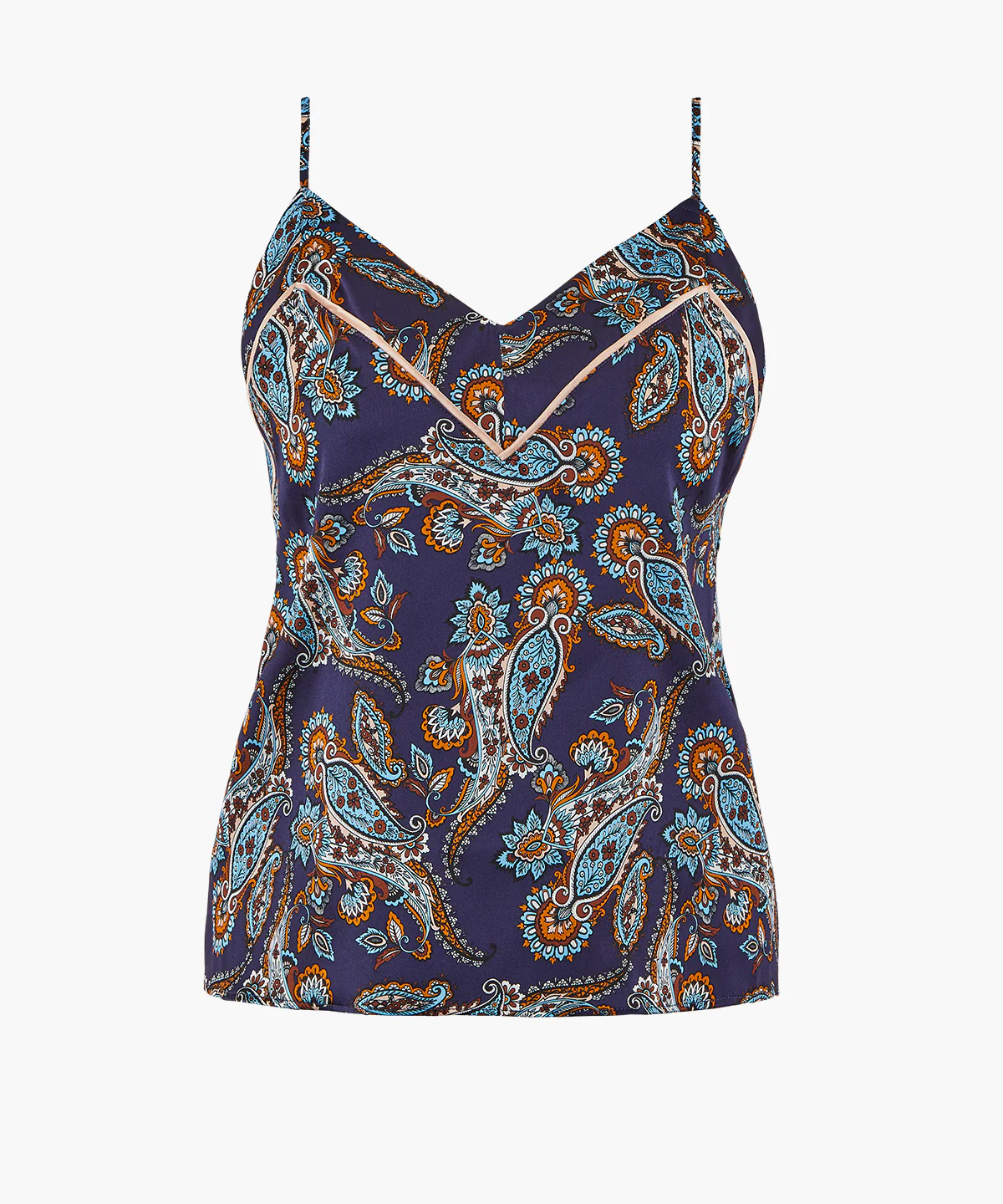 Silk by Night Top à fines bretelles Blue cachemire